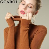 Женский свитер с хомутом GCAROL, стрейчевый джемпер в стиле минимализма с содержанием шерсти 30%, обтягивающий базовый трикотажный пуловер для весны и осени 4000192801686