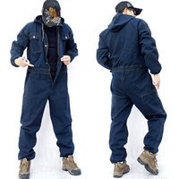 Комбинезон мужской, джинсовый, с длинными рукавами, с капюшоном, темно-синий, большие размеры, M-4XL 4000197506766