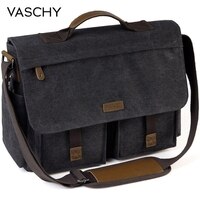 VASCHY сумка-мессенджер для мужчин винтажная водостойкая холщовая сумка 15,6 дюймов портфель для ноутбука стеганая сумка через плечо для мужчин женщин 4000200313155