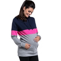 Размера плюс одежда с длинными рукавами для беременных и кормящих мам с капюшоном топы для кормящих грудью Лоскутная Футболка для беременных женщин 4000202264368