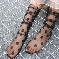 Сексуальные тюлевые носки в горошек, женские прозрачные длинные носки в сетку, тонкие забавные носки, женские уличные носки, платье для женщин 4000203526025