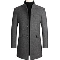 Мужская шерстяная ветровка, длинная куртка оверсайз, серого цвета, 3xl, 4xl, для осени и зимы 4000225149635