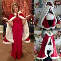 Рождественский костюм для взрослых и детей, Женский Рождественский плащ с капюшоном Mrs, Санта Клаус, бархатный меховой плащ, красный плащ, накидка для вечевечерние, косплей 4000235853821