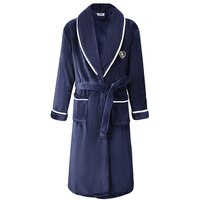 Ночная рубашка мужская осенне-зимняя, кимоно, халат, пеньюар из кораллового флиса, интимное белье с V-образным вырезом, однотонная Пижама 4000251675078