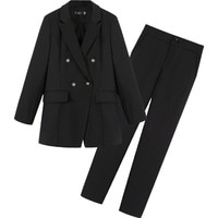 Высококачественные профессиональные женские костюмы, брючный костюм, новинка, Осенний облегающий черный женский маленький костюм большого размера, женские облегающие брюки, 2022 4000263634449