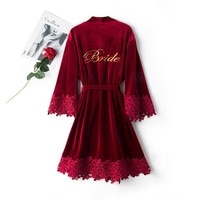 Велюровый кружевной халат-кимоно с вышивкой, с надписью, для невесты, подружки невесты, халат пикантная Пижама, интимное нижнее белье, ночная рубашка 4000276978579