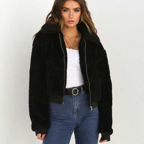 Женская утолщенная теплая флисовая куртка с карманами и плюшевым медведем, пальто на молнии, верхняя одежда, пальто, зимняя мягкая меховая куртка, женское элегантное плюшевое пальто 4000289387101