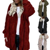 Зимняя теплая Женская модная куртка из искусственного меха с капюшоном шерстяной кардиган пушистая верхняя одежда 4000293510388