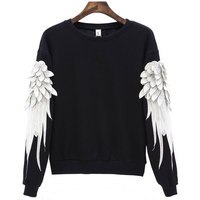 Толстовка Pollover с 3D крыльями, флисовая черная, синяя, белая модная повседневная крутая женская одежда Harajuku с капюшоном 4000308975860