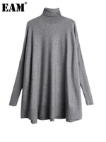 [EAM] Большой размер вязаный свитер свободный крой Водолазка с длинным рукавом женские пуловеры новая мода весна осень 2023 19A-a43 4000332532947