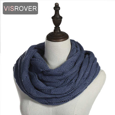 Женский зимний однотонный снуд VISROVER с скрученной формой, мягкий и приятный на ощупь женский зимний шарф, акриловые зимние шарфы, оптовая продажа 4000336897352