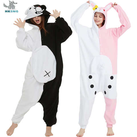 HKSNG взрослый мономи медведь кигуруми косплей костюм аниме 3D монокума пижама хэллоуин женский комбинезон пижама костюм 4000344897295
