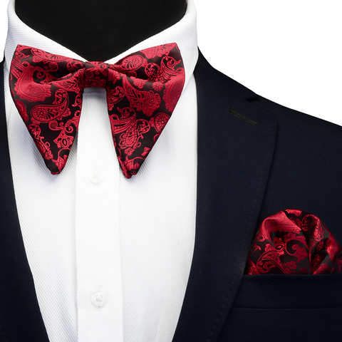 Мужской Шелковый галстук-бабочка Ricnais, красный, белый карманный квадратный костюм с галстуком-бабочкой, деловая свадьба, подарочные галстуки 4000348201803