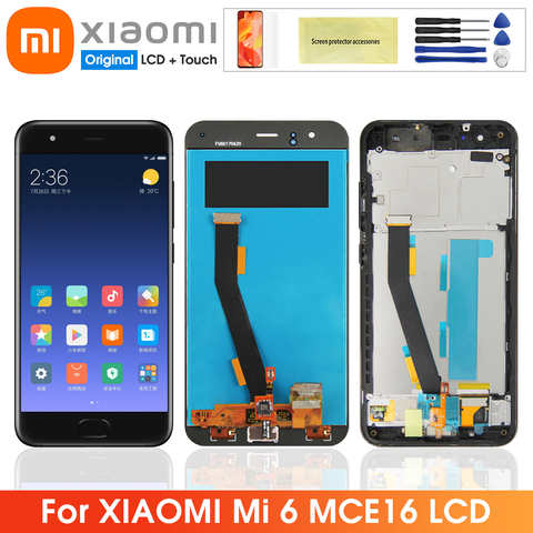 Оригинальный ЖК-дисплей для Xiaomi Mi 6 ЖК-дисплей сенсорный экран дигитайзер с рамкой датчик отпечатков пальцев для Xiaomi mi6 ЖК-экран 4000378296521