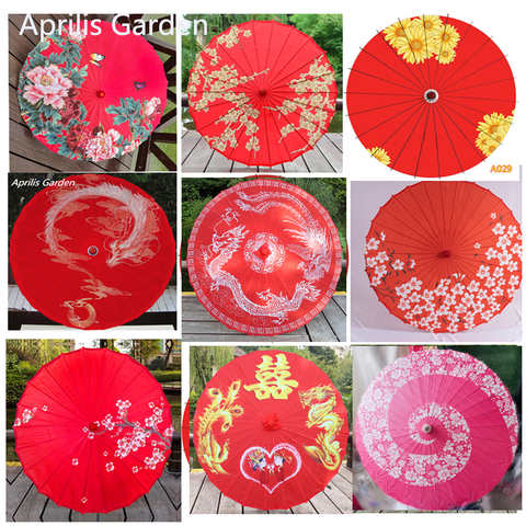 Свадебный красный бумажный Зонт с масляным покрытием, женский зонтик Hanfu в китайском стиле, Свадебный Шелковый зонтик, зонтик, зонтик Sombrilla 4000379321721