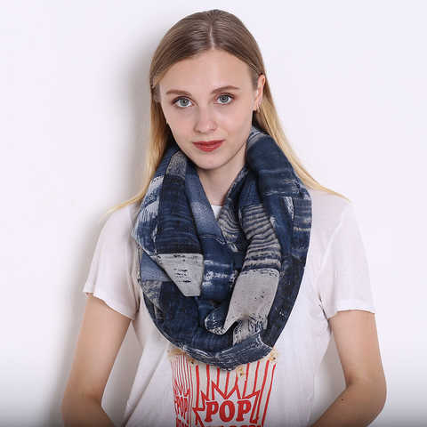 Дизайнерский зимний клетчатый шарф-кольцо для женщин, хлопковые шарфы с принтом бесконечности, теплая Шейная шаль с петлей, круглые шарфы-Снуды 4000379416364