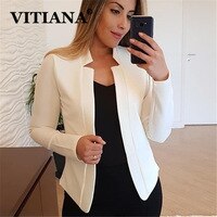 VITIANA, женское тонкое пальто на весну 2020, женские белые женские куртки и пальто с длинным рукавом и открытым стежком в офисном стиле, женская модная одежда 5XL 4000404260516