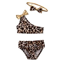 Комплект детской одежды с леопардовым принтом и бантом из 3 предметов, летний комплект бикини для маленьких девочек, купальник, купальный костюм 4000416454279