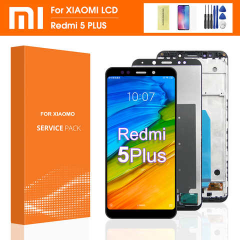 ЖК-дисплей для Xiaomi Redmi 5 Plus, сенсорный экран для Redmi 5 Plus, дигитайзер с рамкой, замена, ремонт, оригинал 4000424018855