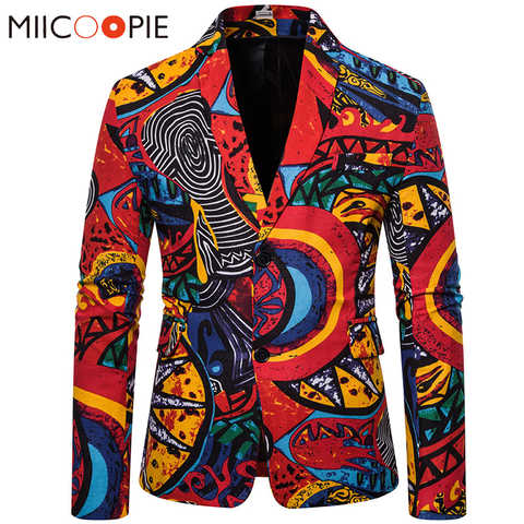 Мужской льняной однобортный приталенный пиджак, блейзер с абстрактным принтом и цветочным принтом для вечерние, 2020 4000427490674