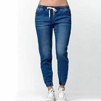 Повседневные брюки-джоггеры 2020, эластичные сексуальные узкие джинсы-карандаш для женщин, леггинсы, джинсы с высокой талией, женские джинсовые брюки на шнуровке 4000431232469