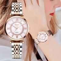 Часы наручные женские кварцевые со стразами, люксовые брендовые модные стальные, с браслетом 4000448405955