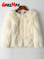 GareMay куртка из натурального кроличьего меха для женщин, пальто с длинным рукавом, женское короткое пальто с настоящим Кроликом, женские теплые плюшевые пальто 4000464821404