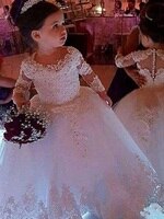 Кружевное платье принцессы, с полурукавами, из тюля, с цветочным рисунком 4000470399999