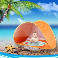 Детская Пляжная палатка, водонепроницаемый тент с защитой от УФ-лучей, с бассейном и защитой от солнца 4000489425346