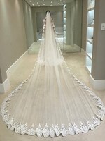Кружевная свадебная вуаль, однослойная Фата с гребнем, свадебные аксессуары, Белый/цвет слоновой кости, длиной 4 метра 4000541080706