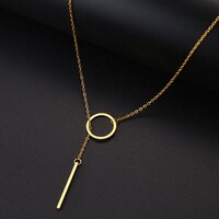 DOTIFI для женщин Длинная цепочка Кулон Ожерелье креативные геометрические формы нержавеющая сталь золотой цвет ювелирные изделия подарок 4000554953486