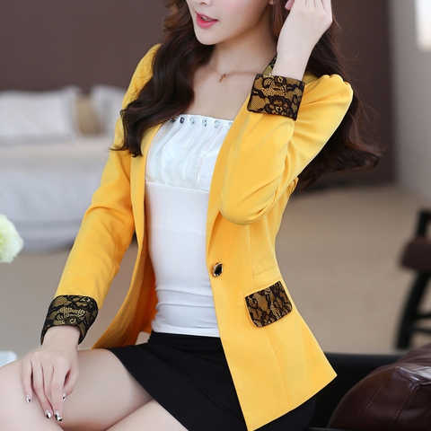 Женский деловой пиджак, черный приталенный желтый блейзер с карманами, для офиса и работы, 2021 4000583377004