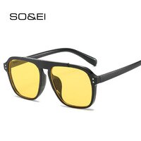 Солнцезащитные очки SO & EI, женские, квадратные, с декоративными голубыми и желтыми прозрачными линзами, гвозди в стиле ретро 4000584624970