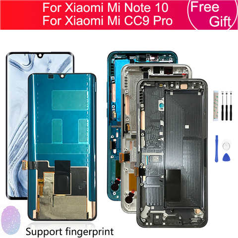 Дисплейный модуль Amold для Xiaomi Mi Note 10, ЖК-дисплей с сенсорным экраном в сборе, дигитайзер для mi note10 Pro /CC9 Pro, ЖК-дисплей M1910F, 4G + рамка 4000600477776