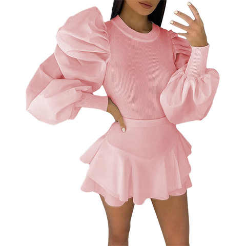 Женская блузка Imcute, модная рубашка в рубчик с высоким воротом, топы, футболки, Приталенный джемпер с пышными сетчатыми рукавами, пуловер, топы, черный, белый, розовый 4000620851416
