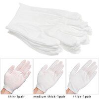 Белые хлопковые перчатки, защитные рабочие перчатки для ювелирных изделий, тонкие средней очистки, товары для садоводства, 1 пара 4000624066114