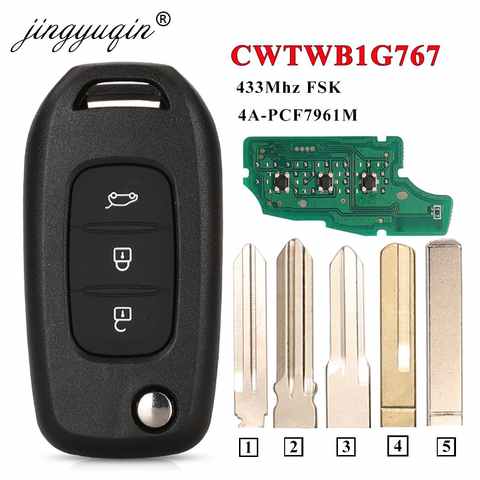 Откидной дистанционный ключ jingyuqin CWTWB1G767 433 МГц PCF7961M 4A для Renault Kadjar Captur Megane 3 Symbol Logan 2 Sandero 2 Dacia Duster 4000641044265