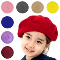 Модный детский берет, шапка для девочек, шерстяные винтажные детские шапочки, детские шапочки для художников, аксессуары для волос ярких цветов для малышей 4000687707013