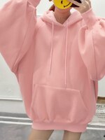 Женская толстовка оверсайз, с длинным рукавом-фонариком, белого, розового, черного цветов, осенне-весенние пуловеры, свитшоты женские 4000695655222