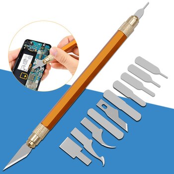 Скребок для удаления клея и микросхем ЦП, набор инструментов для удаления клея 13 в 1 для ремонта материнской платы iPhone, нож для чистки 4000709645769