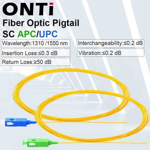 Волоконно-оптический гибкий кабель ONTi 20/50/100/200 шт./лот SC APC/UPC, симплексный 9/125, 1 м, одномодовый волоконно-оптический гибкий кабель 0,9 мм 4000731394129