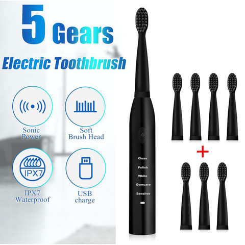 Электрическая зубная щетка, мощный ультразвуковой прибор для чистки зубов с зарядкой от USB, моющаяся, для отбеливания зубов 4000732261399