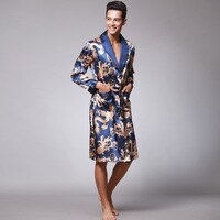 Халат-кимоно мужской с длинным рукавом, шелковый халат с принтом китайского дракона, домашняя одежда, пижама 4000734328775