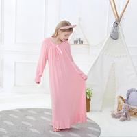 Детское розовое Хлопковое платье с длинным рукавом, детская длинная Пижама, красивая ночная рубашка принцессы с бантом, домашняя одежда для маленьких девочек ws1402 4000751694537