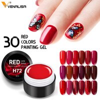 Новый дизайн ногтей VENALISA полуперманентный эмалевый красный цвет блеск УФ краска гель лак для ногтей с блестками Гель лак для ногтей 4000751993536