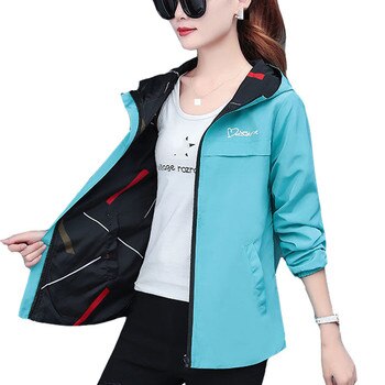 Женская двухсторонняя куртка с капюшоном, свободная ветровка с мультяшным принтом, модель P369 на весну и осень, 2022 4000768605585