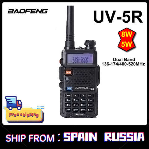 Портативная рация Baofeng UV-5R VHF/UHF, 5/8 Вт, 1800 мАч/3800 мАч, двухдиапазонное двухстороннее радио 4000773741806