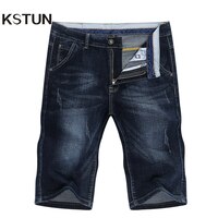 Мужские летние джинсовые шорты KSTUN, темно-синие Стрейчевые прямые мужские джинсы, модный дизайн 4000784603650