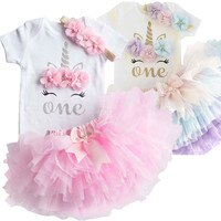 Фатиновое платье-пачка для маленьких девочек на 1-й день рождения, наряды, летняя вечерние чная одежда с единорогом, Одежда для младенцев, одежда для малышей 4000812342522