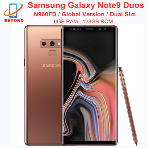 Оригинальный сотовый телефон Samsung Galaxy Note9 Note 9 Duos N960FD телефон с двумя Sim-картами 128 Гб ПЗУ 6 ГБ ОЗУ LTE Восьмиядерный 6,4 "NFC Exynos 4000823284237